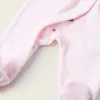 Velours Sleepsuit with Bow and Broderie Anglaise for Newborn Girls, Pink