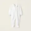 Velours Textured Sleepsuit for Newborns, White