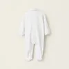 Velours Textured Sleepsuit for Newborns, White