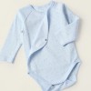 Pack of 4 Cotton Wrapover Bodysuits for Newborns and Babies 'Stars', White/Blue
