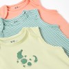 Pack of 3 cotton sleeveless rompers for newborn and baby boys, multicolour