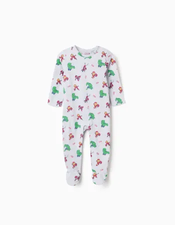 Cotton sleepsuit with Marvel prints for newborn and baby boys, grey