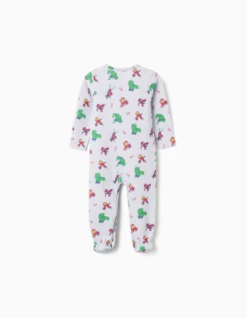Cotton sleepsuit with Marvel prints for newborn and baby boys, grey