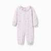 Cotton gingham sleepsuit for newborn and baby girls, lilac/white