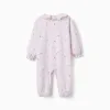 Cotton gingham sleepsuit for newborn and baby girls, lilac/white