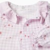 Cotton gingham sleepsuit for newborn and baby girls, lilac/white