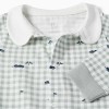 Cotton gingham sleepsuit for newborn and baby boys, light green/white