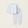 Striped Knitted Set for Newborn Boys, Blue