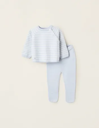 Striped Knitted Set for Newborn Boys, Blue