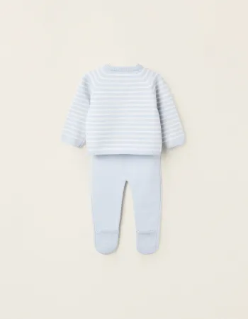 Striped Knitted Set for Newborn Boys, Blue