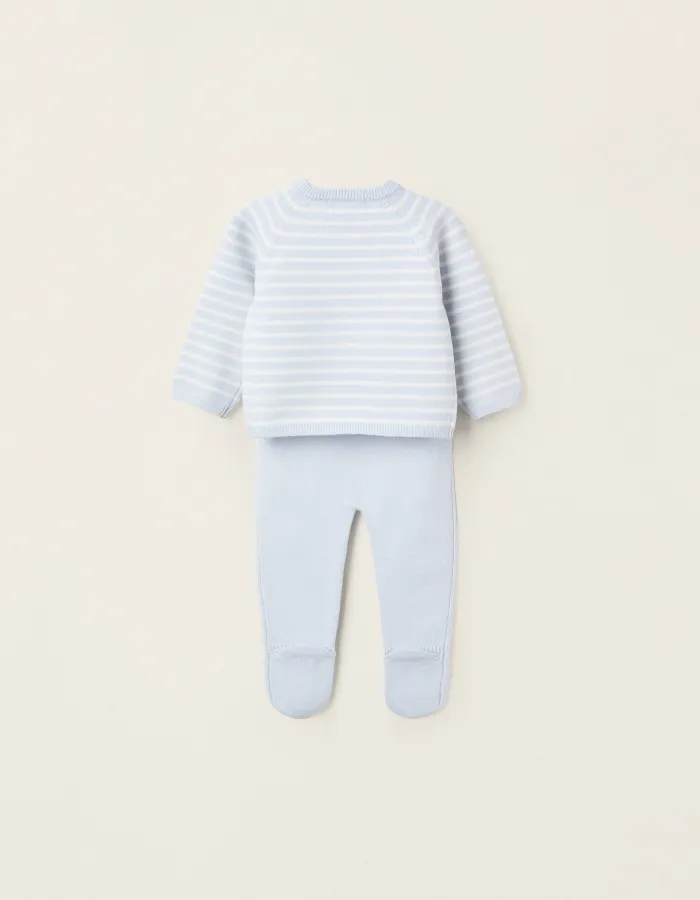 Striped Knitted Set for Newborn Boys, Blue