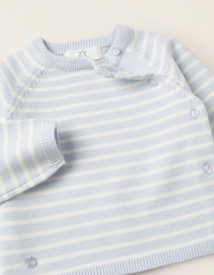 Striped Knitted Set for Newborn Boys, Blue