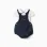 Cotton bodysuit + romper set for newborn boys, white/dark blue