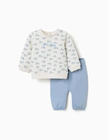Sweatshirt with Mickey print + trousers for newborn boys, white/blue