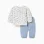 Sweatshirt with Mickey print + trousers for newborn boys, white/blue