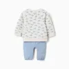 Sweatshirt with Mickey print + trousers for newborn boys, white/blue