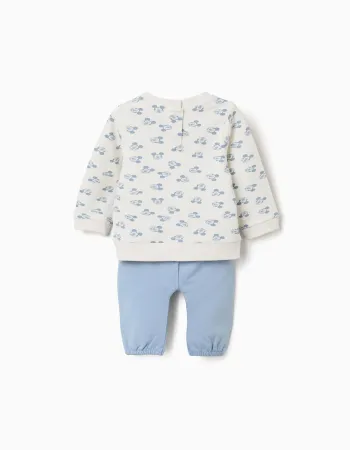 Sweatshirt with Mickey print + trousers for newborn boys, white/blue