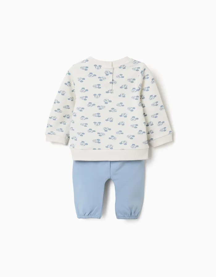 Sweatshirt with Mickey print + trousers for newborn boys, white/blue