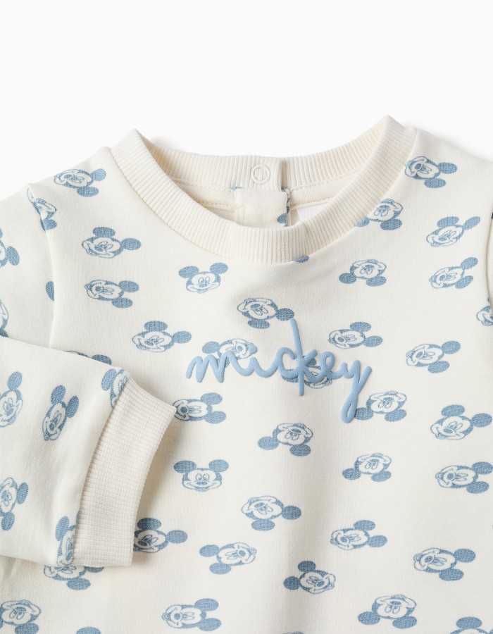 Sweatshirt with Mickey print + trousers for newborn boys, white/blue