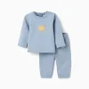 Sweatshirt with embroidered sun + trousers for newborn boys, blue