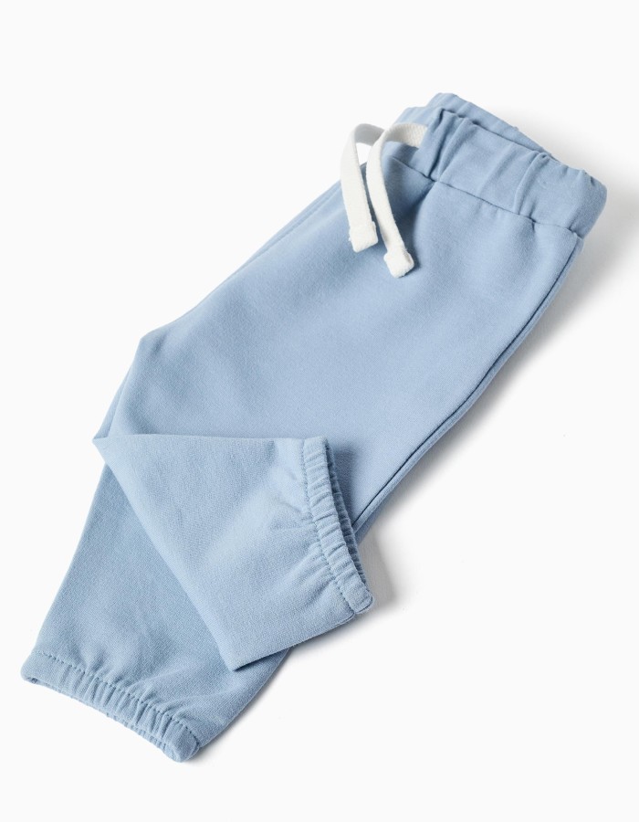 Sweatshirt with embroidered sun + trousers for newborn boys, blue