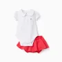 Bodysuit with Minnie print + skirt for newborn girls, white/red