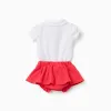 Bodysuit with Minnie print + skirt for newborn girls, white/red