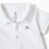Polo-bodysuit with Mickey print + shorts for newborn boys, white/blue