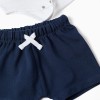 Polo-bodysuit with Mickey print + shorts for newborn boys, white/blue