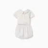 Cotton bodysuit + striped shorts B&S for newborns, white/yellow/blue