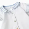 Cotton short sleeve shirt + shorts for newborn boys, light blue/white