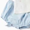 2-In-1 jumpsuit in cotton and linen for newborn boys, white/light blue