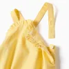 Cotton bodysuit and romper set B&S for newborn girls, yellow/beige