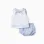 Cotton sleeveless blouse + bloomers for newborn girls, light blue/white
