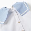 Cotton sleeveless blouse + bloomers for newborn girls, light blue/white
