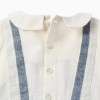 Striped jumpsuit in linen You&Me for newborn boys, white/blue