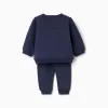 Brushed sweatshirt and joggers set for newborn boys, navy blue