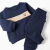 Brushed sweatshirt and joggers set for newborn boys, navy blue