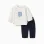 Brushed jogging set with bouclé embroidery for newborn boys, white/blue
