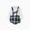 Bodysuit + checked shorts B&S for newborn boys, white/blue/green/beige