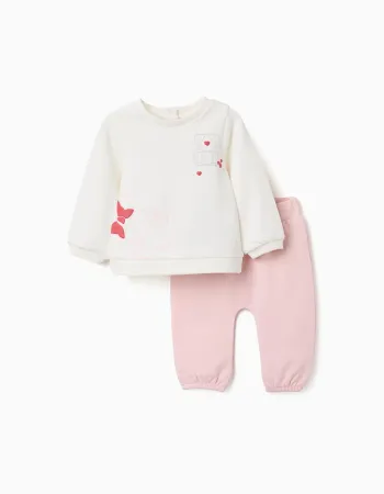 Brushed set with Minnie print for newborn girls, white/light pink