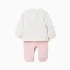 Brushed set with Minnie print for newborn girls, white/light pink