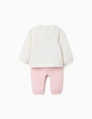 Brushed set with Minnie print for newborn girls, white/light pink