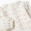 Brushed set with floral print for newborn girls, white/light pink
