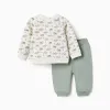 Brushed set with house and tree motif for newborns, white/green