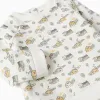 Brushed set with house and tree motif for newborns, white/green