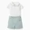 Cotton bodysuit and shorts set for newborn boys, white/light green