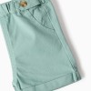 Cotton bodysuit and shorts set for newborn boys, white/light green