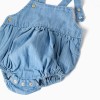 Striped bodysuit and denim romper set for newborn boys, white/blue