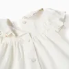 Cotton blouse and bloomers with ruffles for newborn girls, white